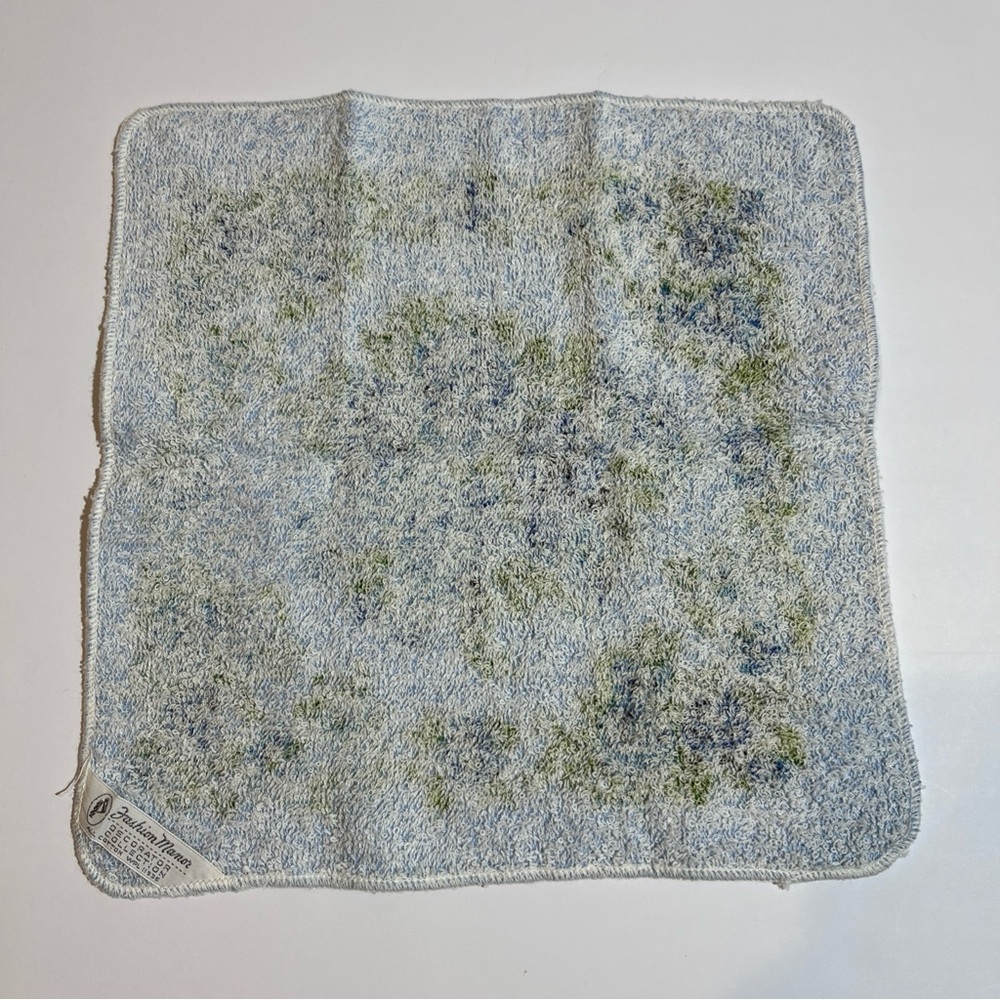 Vintage Penneys Fashion Manor Hand Towel and Washcloth Floral Blue MCM - Picture 9 of 11